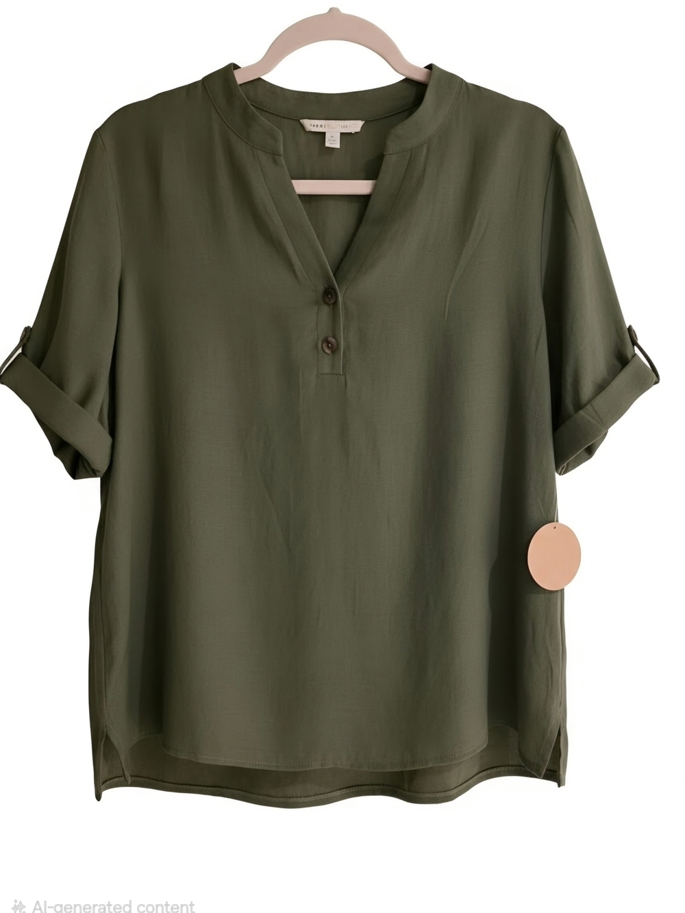 Parallel Skies Olive Button-Front Blouse NWT